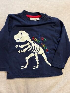 ⁠JoJo Maman Bebe Dinosaur Skeleton Glow In The Dark 18-24M Long Sleeve Tee